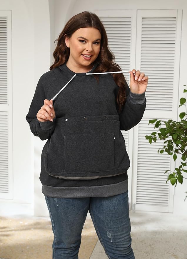 Unisex Cat Pouch Hoodie Long Sleeve Kitten Puppy Holder Hoodies Front Large Pouch Pet Carrier Sweatshirt