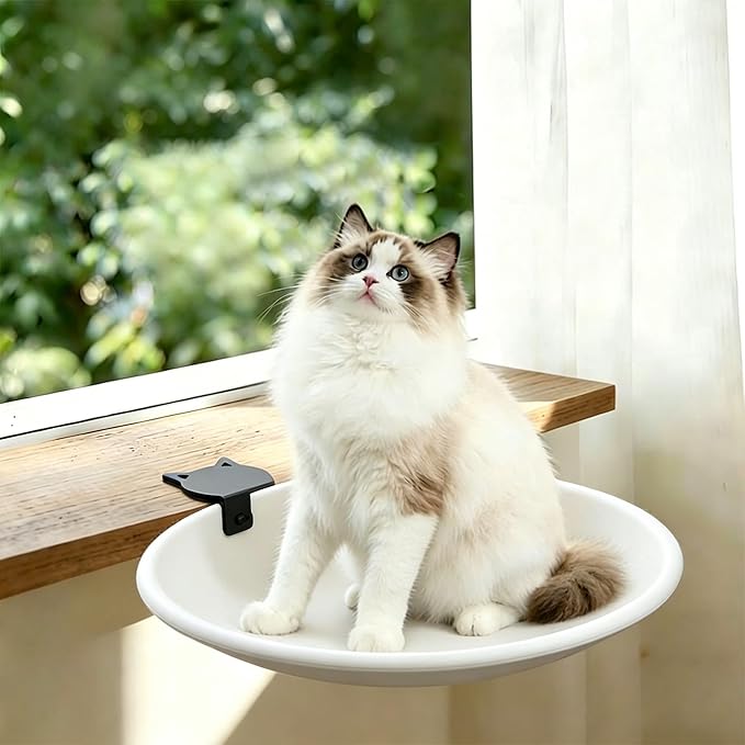 Adjustable Cat Desk Bed,Cats Hammock with Steel Clamp,Removable Faux Rabbit Plush Cover,Modern Indoor Cat Nest Furniture,Washable Hanging Cats Bed for Office Desks and Game Tables (White1)