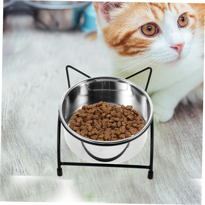 Elevated Double Bowl Cat Feeder Ergonomic Stainless Steel PET Feeding Bowls Non-Slip Design for Cats and Small Dogs for Healthy Feeding