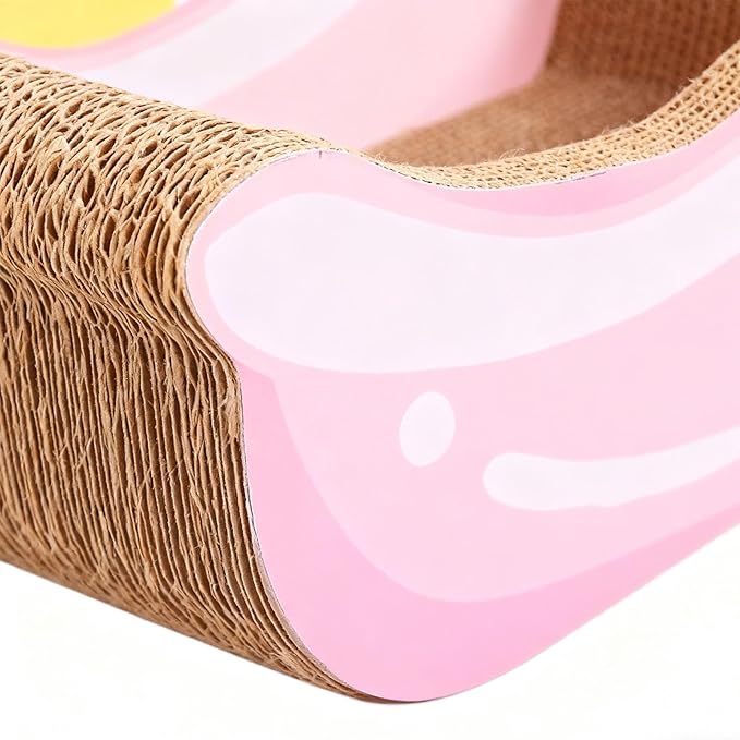 Small Cat Bed, Bathtub Nest, Corrugated Cardboard Cat Lounger with Curved Shape and Textured, Playful Resting Spot for Kitten Puppy Small Dog, Pet Home Decor Living Room Balcony