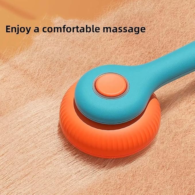 Self-Cleaning Pet Hair Removal Comb - Slicker Brush for Dogs & Cats Grooming Orange