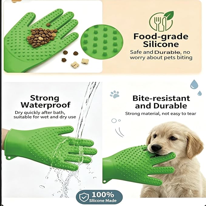 YOFANG Double-Side Pet Grooming Gloves for Cats & Dogs, Silicone Pet Hair Removal Glove for Bathing, Shedding & Massage, Gentle Cat & Dog Grooming Glove for Long & Short Hair Pets