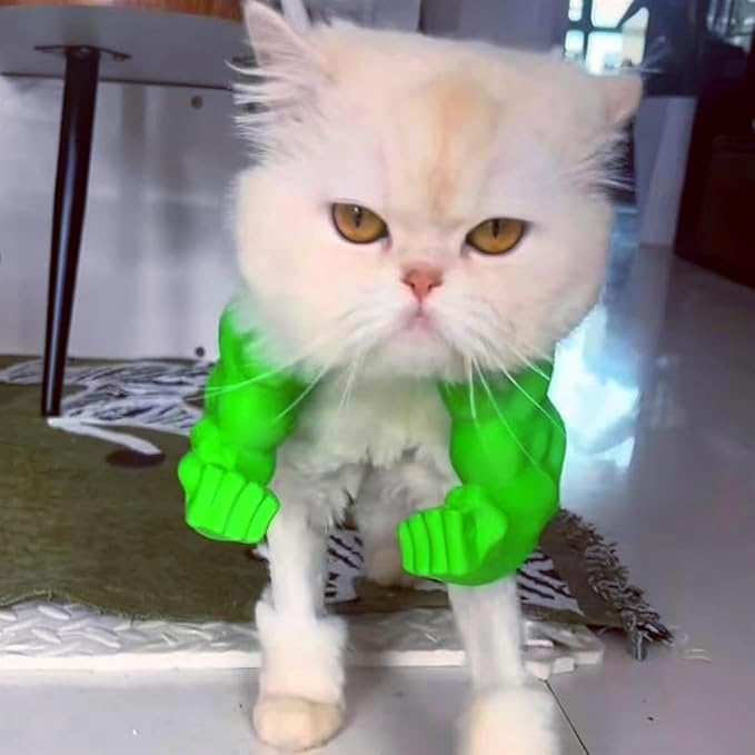 Cat Arms Muscle Arms for Cats Neck Funny 3D Printed Arm Cosplay Accessories (Green)
