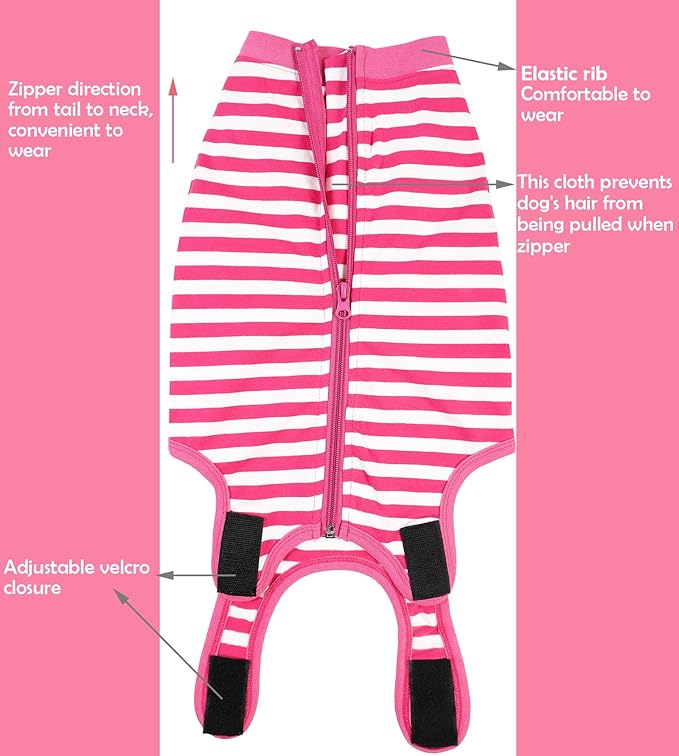 Dog Recovery Suit Post Surgery Shirt for Puppy,Small Female Spay Wound Protective Suit,Pink XS