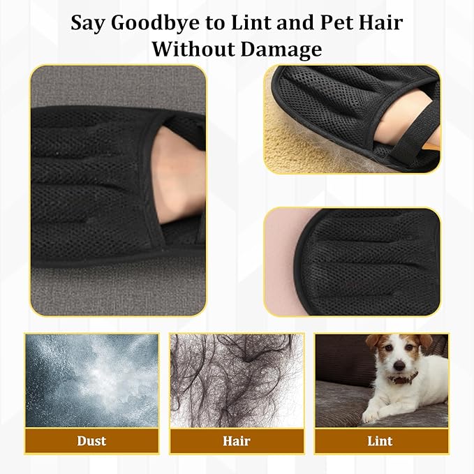 2 Pack Pet Hair Remover For Laundry, Magic Brush Pet Hair, Five-Finger Design For Laundry, Furniture, And Car Seats, Reusable Pet Hair Removal Glove For Cats And Dogs