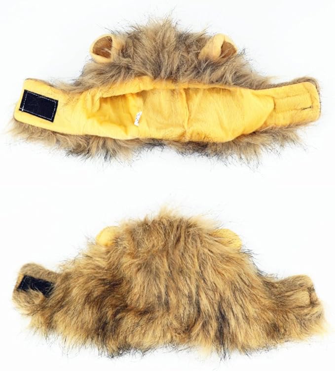 Idepet Realistic Funny Mane for Dogs & Cats - Lion & Cat Costumes, Halloween Hat for Dogs & Cats