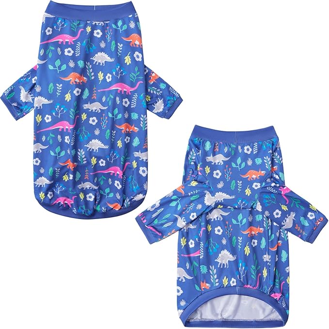 Dog Navy T Shirts with Forest Dinosaur Pattern Printed Pet Shirt Softable Pajamas Large Dogs (2XL, Forest Dinosaur)