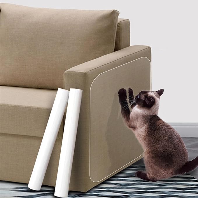 Anti Cat Scratch Furniture Protector,Cat Couch Protector,Anti Scratch Furniture Protector,Transparent Free Cutting Couch Protector,Anti-Scratch Adhesive Tape for Sofa,Door,Table,Bed