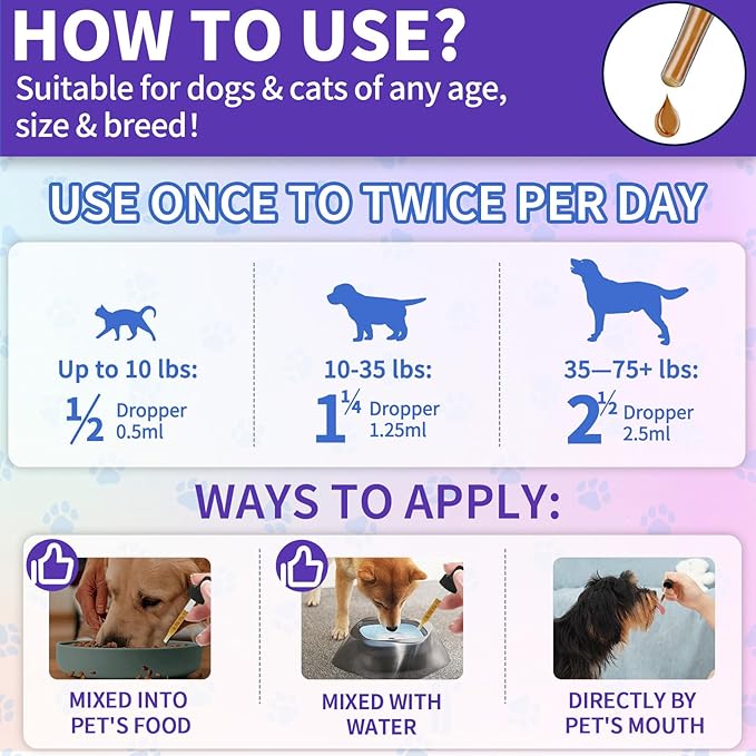 WEALLIN Flea and Tick Prevention for Cats and Dogs Natural Flea Treatment Support Drops with Multivitamin for Pets Oral Natural Supplement Flea and Tick Treatment Drops for All Breeds and Ages