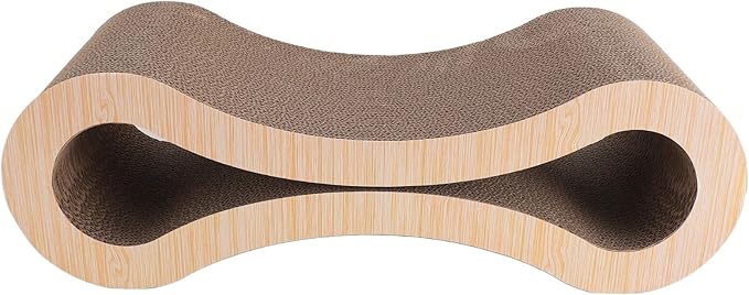 Cat Scratcher Lounge, Corrugated Cardboard Scratch Pad, Extra Thick Ergonomic Design 22.05x8.27x7.09in - Protects Furniture, Reversible Durable Construction, Comfortable Bed for (Light Wood Grain)