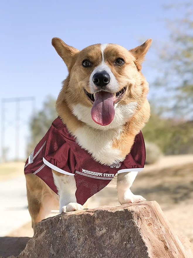 Pets First NCAA College Mississippi State Bulldogs Mesh Jersey for DOGS & CATS, Small.Licensed Dog Jersey with your Favorite Football/Basketball College Team