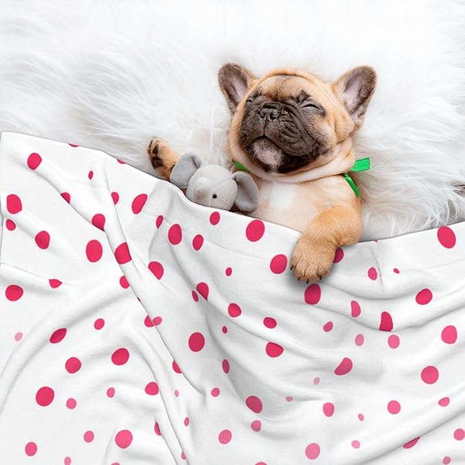 Cat Dog Blanket Pink Flat Dots Ultra Soft Warming Mat for Indoor Pet Beds Furniture 27.6 X 19.7inch