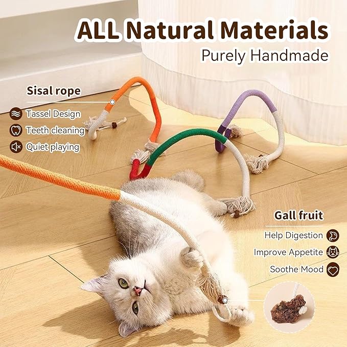 Cat Toys for Indoor Cats, 3 Pcs Silvervine Sticks & 1 Pc Cat Chew Rope for Teeth Cleaning, Interactive Dental Sticks with Catnip for cat enrichment, Kitten Chew Toys Teething for All Breeds Red