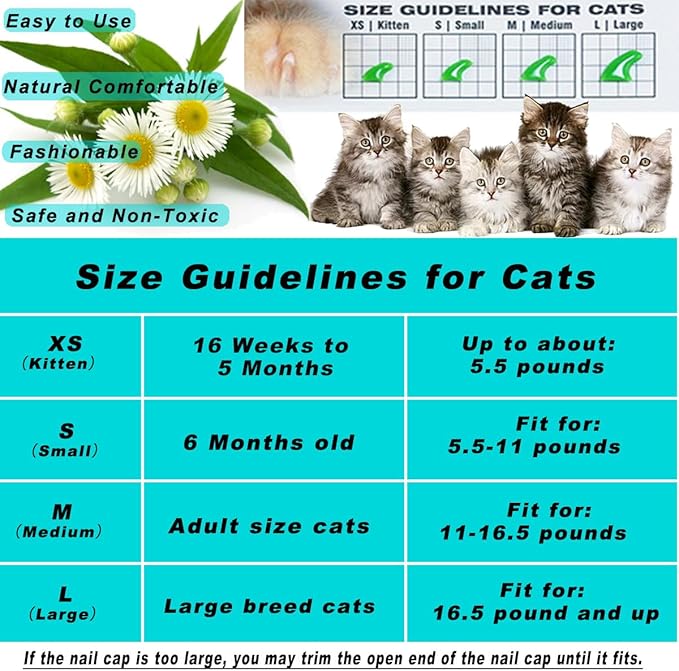 VICTHY 120pcs Cat Nail Caps | Cat Nail Covers | Cat Claw Caps with Adhesives and Applicators (Large)