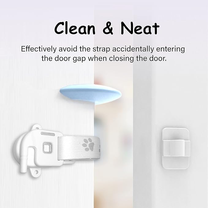Neobay Adjustable Door Strap and Latch, Damage-Free Cat Door Latch to Keep Large Dog Out of Litter Box, Economical Alternative of Pet Gates and Interior Cat Door, Magnetic with Stopper 2 Packs