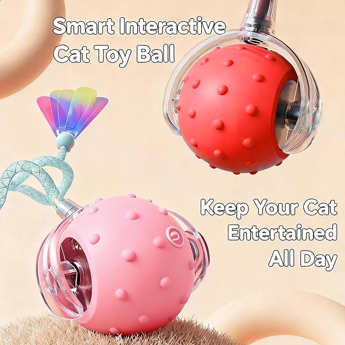 Interactive Cat Toys for Indoor Cats with 3 Tails,Automatic Moving Kitten Toys,Cat Toys for Bored Indoor Adult Cats,Smart Rechargeable Cat Enrichment Toys for Cats to Keep Them Busy, Cat Balls