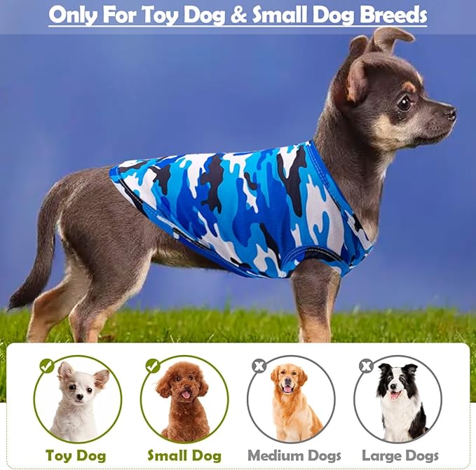 PET SHOW 4 Pack Paw Bone Printed Dog Clothes Shirts Soft Vest Lightweight Sleeveless Cats Doggies T-Shirts Puppies Tank Top Tee for Small Medium Dogs White Black Pink Blue (XX-Large, Blue for Boys)
