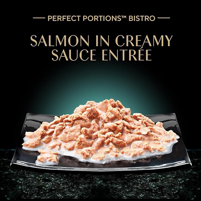 Sheba Perfect Portions Bistro Adult Wet Cat Food,Salmon in Creamy Sauce Entree,Cat Food Wet Recipe,2.6 oz. Twin-Package Trays (,48 Servings),24 Count (Pack of 2)
