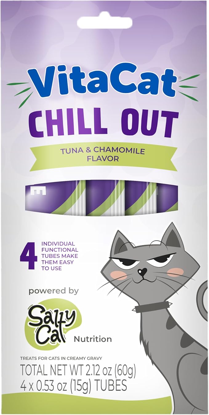 Salty Cat VitaCat Chill Out Natural Creamy Tuna & Pumpkin Functional Tube Treats for Cats, 15g (12 Pack)