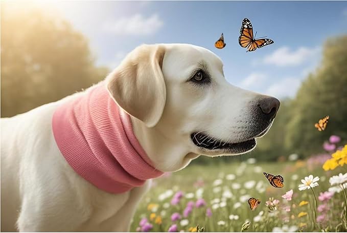 Dog Calming Band,Dog Ear Cover Anxiety Relief – Noise Canceling for Fireworks, Thunderstorms, Pet Grooming & Force Drying(Pink L)