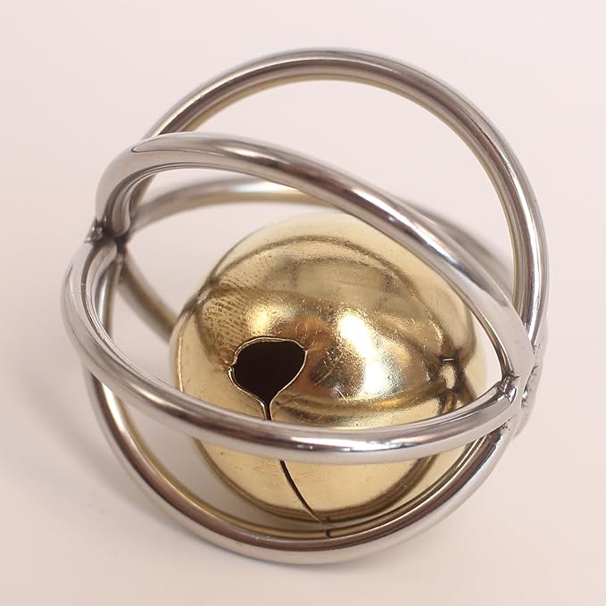 Fosrion Heavy Duty Stainless Steel Cat Toy with Brass Bell – Interactive Hanging Ball Toy for Cats, Durable Teaser & Mental Stimulation Toy, Satisfies Natural Hunting Instincts (Medium)