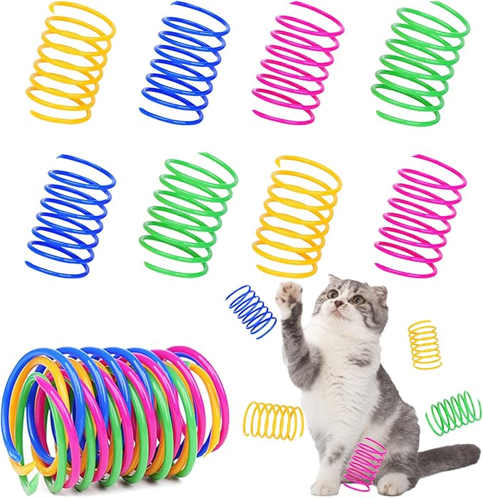 40 Pack Cat Spring Toy, Interactive Cat Toy for Indoor Cats Plastic Coils Colorful Springs Cat Toys Active Healthy Fitness Play Coil Spiral Springs Kitten Toys for Swatting, Biting, Hunting