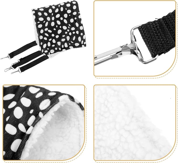 BESPORTBLE Double-Sided Hanging Cat Hammock Breathable Mesh Pet Sleeping Bed Medium 35x35cm Black and White Dots for Indoor Cat Furniture