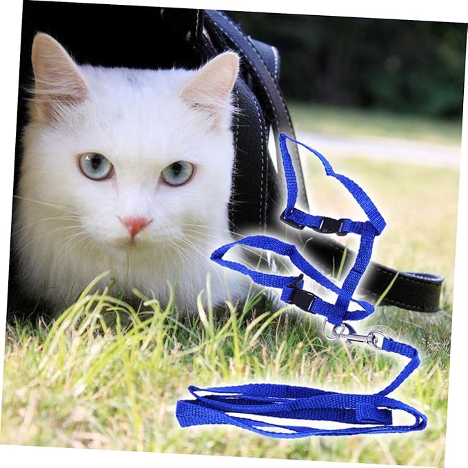 Pet Cat Harness and Leash Nylon Cat Collar with Traction Rope for Safe Outdoor Exploration Lightweight and Comfortable for Kittens Blue