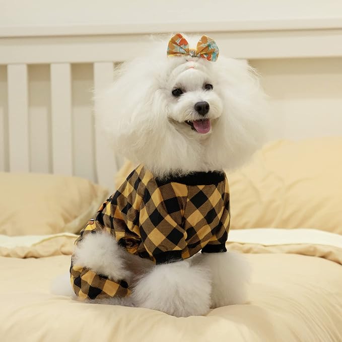 CuteBone Thanksgiving Dog Pajamas Costumes Pet Clothes Cat Apparel Shirt Winter Holiday Cute Pjs Outfits for Doggie Onesies P261L