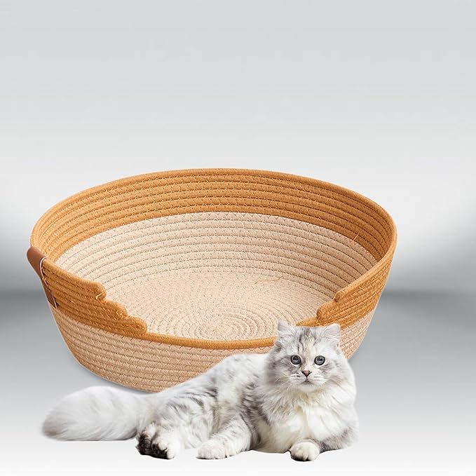 Cat Bed Basket, Comfortable Lounge Bed, Grinding Claws, Scratching Resistant Cat Scratcher Rest Nest for Indoor Cats, M