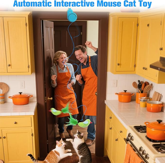 CATPICK Interactive Cat Toys for Indoor Cats Automatic Electric Flying Bird Feather Cat Toy - Best Kitten & Adult Cat Enrichment Toy Stick-on Hanging Electric Kitty Toys for Bored Cats