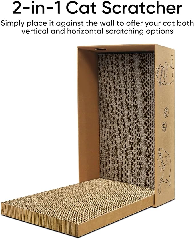 Cat Scratcher, 5 Packs in 1 Cardboard Box Cat Scratching Pad for Indoor Cats and Kitten, Cat Scratch Pad to Protect Furniture, Large Size