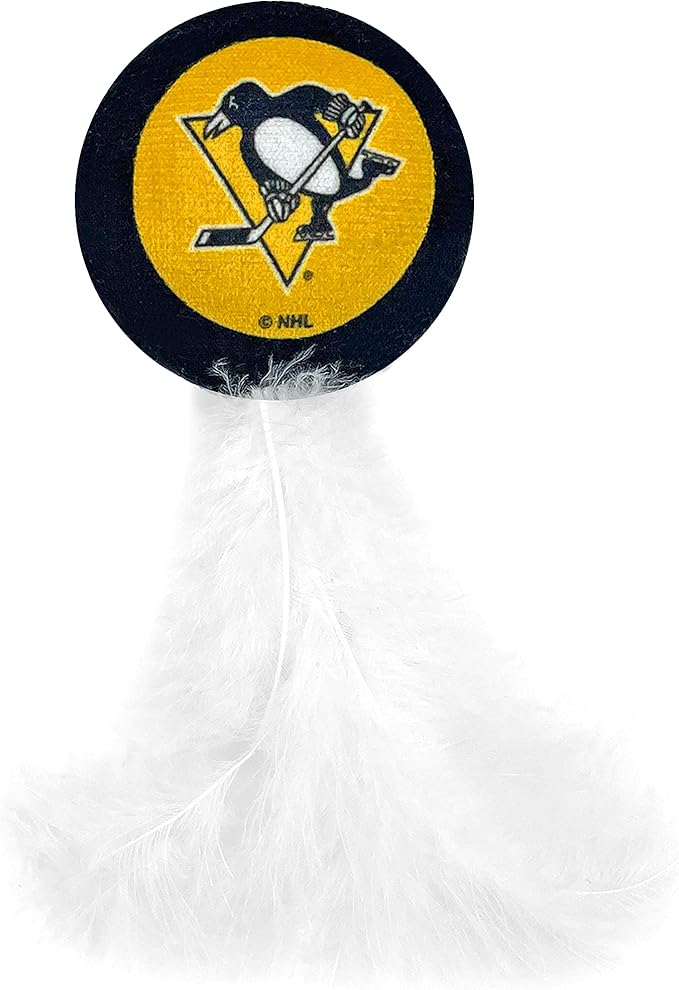 NHL PITTSBURGH PENGUINS Plush Cat Toys Set of 3 - Jersey, Hockey Puck & #1 Fan Cat Toys filled with Fresh Catnip. Team Logo