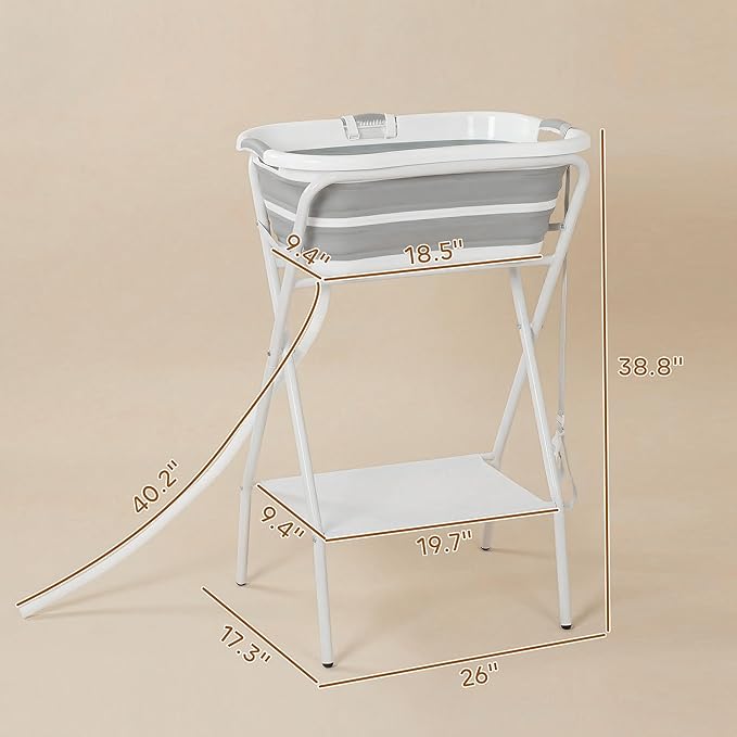 PawHut 2 in 1 Dog Bath Tub, Dog Washing Station for Bathing and Grooming, Elevated Shower Bath Tub, Collapsible Foldable Portable Bathtub for Small Dogs Puppy Cats Pet, Indoor and Outdoor