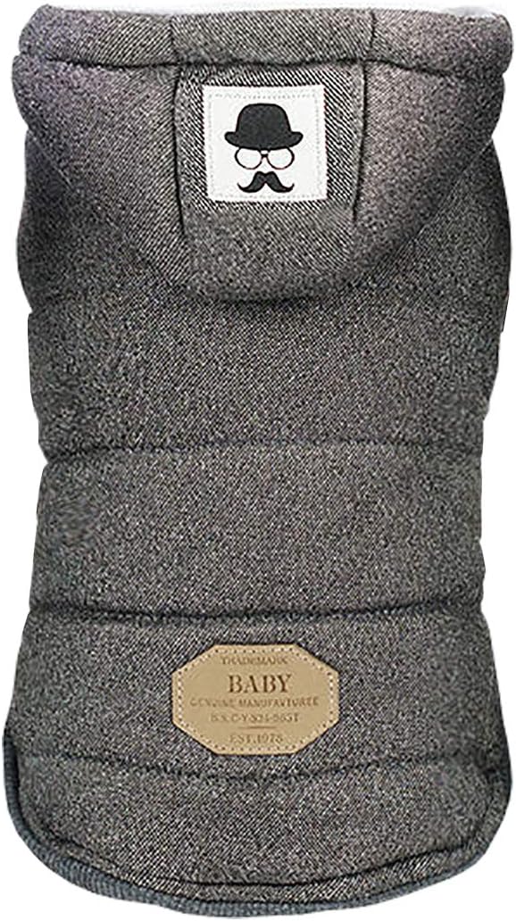 Dog Coat Rdc Pet Hoodie Cold Weather Coats Warm Dog Apparel Winter Thick Clothes Dog Cozy Jacket for Small Dog Medium Cat (XL, Grey)