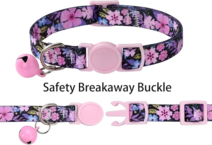 MarukoPet Cat Collar Breakaway with Bells, 3 Pack Girl Boy Pet Cat Collar with Bohemia Floral Tribal Geometric Patterns, Adjustable 7.5-12 Inch, with Safety Buckle for Kitten Cat(Set A)