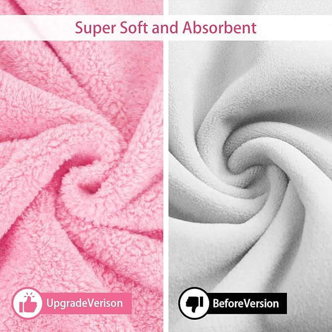 Pet Bathrobe Towel Dog Cat Drying Coat Super Absorbent Cute Dogs Bath Towel Hooded Robe Adjustable Collar & Belly Strap for XSmall to XLarge Pets (Pink, X-Small)