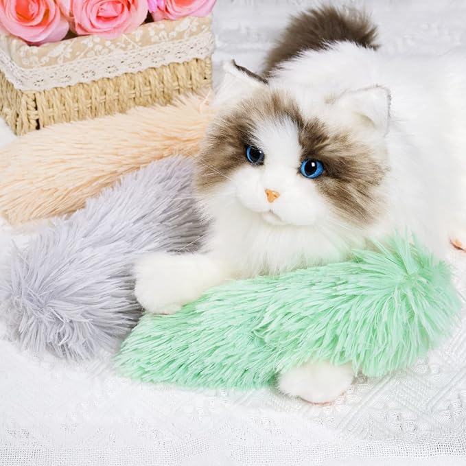 Nydotd 3pcs Cat Toys Cat Pillows, Catnip Toys Interactive Cat Kicker Toy Soft and Durable Plush Fabric Kick Sticks Chasing Chewing Filled Chew for Puppy Kitty Exercise (Gray, Beige, Grass Green)