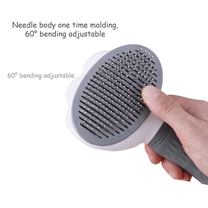 Cat Brush for Shedding, Self Cleaning Slicker Brush for Long Haired Cats, Deshedding Grooming Tool for Indoor Cats with Easy Release Button System (Pink)