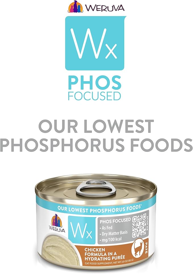 Weruva Wx Phos Focused, Chicken Formula in a Hydrating Purée, 3oz Can, Pack of 12