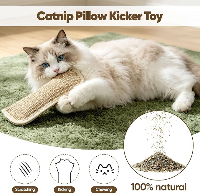 2 Packs Clawvia Cat Toy, Organic Catnip Toys Organic Catnip for Indoor Scratching, Teething&Chewing, Drives Bored Cats Crazy with Fun Interactive