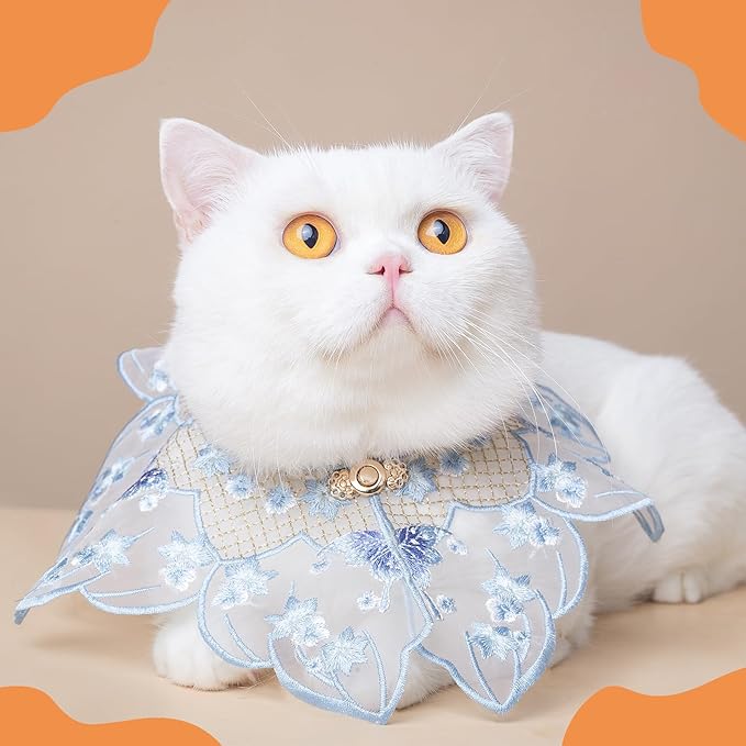 Leo Kitty Photo‑Ready Silky Pet Bandana Scarf Cape for Cats & Small Dogs – Butterfly Embroidery, Cat Halloween/Christmas Costumes Accessory, Gift-Ready