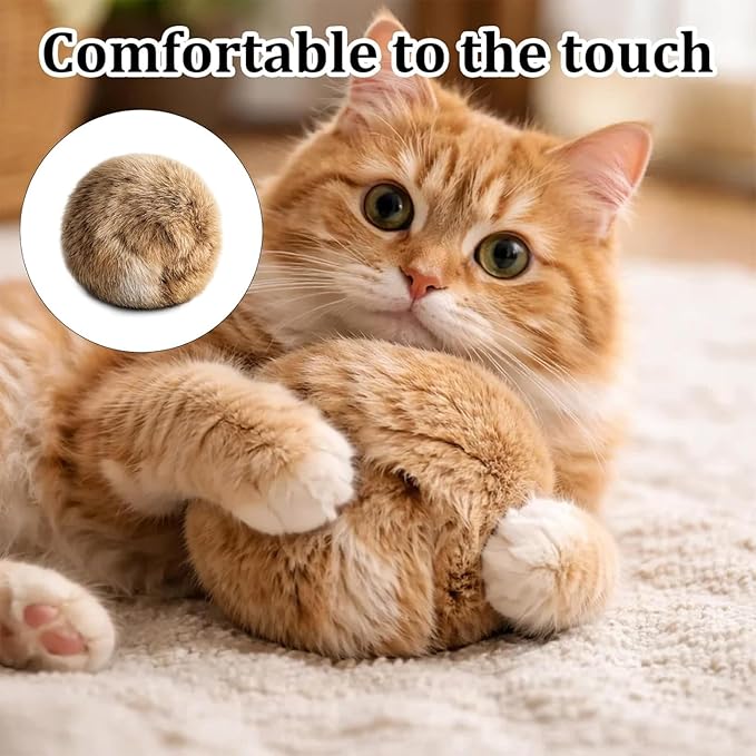 3 PCS Fake Rabbit Fur Ball Cat Balls, Fake Rabbit Fur Balls for Indoor Cats, Cat Kick Balls for Bunny Kicks and Interactive Play, Multi-Cat Household Rotation for Cats with Spiritual Motivation