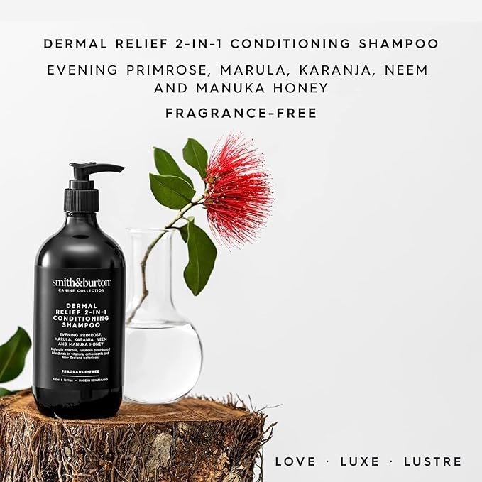 smith&burton Dermal Relief & Repair Care System for Dogs & Cats, Conditioning Shampoo, Topical Spray & Heal Balm for Allergies, Itching, Flaky, Dry, Irritated Skin, Fragrance-Free, Plant Based