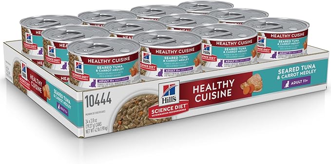 Hill's Science Diet Senior 11+ Healthy Cuisine Wet Cat Food, Tuna & Carrot, 2.8 oz. Cans, 24-Pack