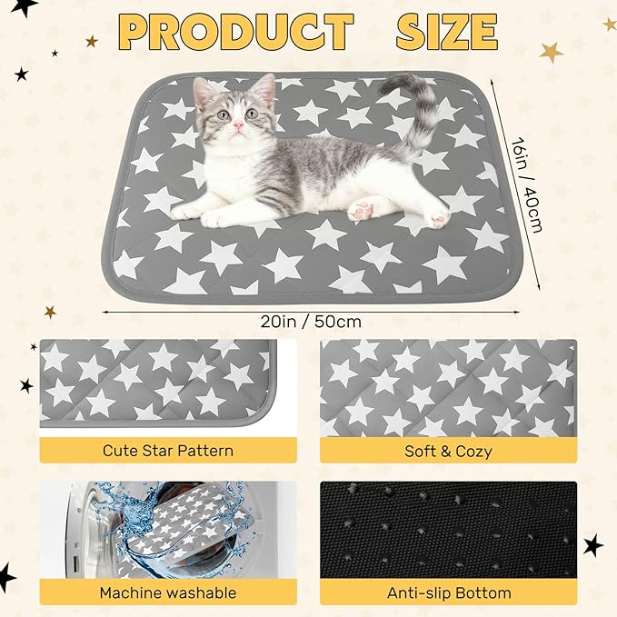2 Pack Self Warming Cat Bed Pad Mat Endothermic Color Changing Pet Mat Self Heating Cat Pads Warm Thermal Pet Pads with Non-Slip Bottom and Star for Outdoor Indoor Cats & Small Dogs