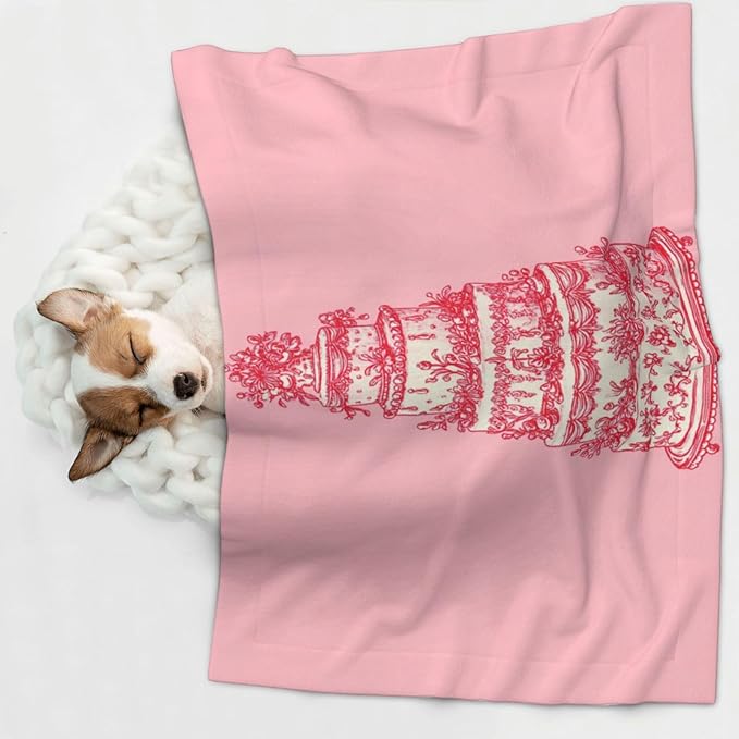 Cat Dog Blanket Simple Red Line Drawing Multi-Tiered Cake Ultra Soft Warming Mat for Indoor Pet Beds Furniture 27.6 X 19.7inch