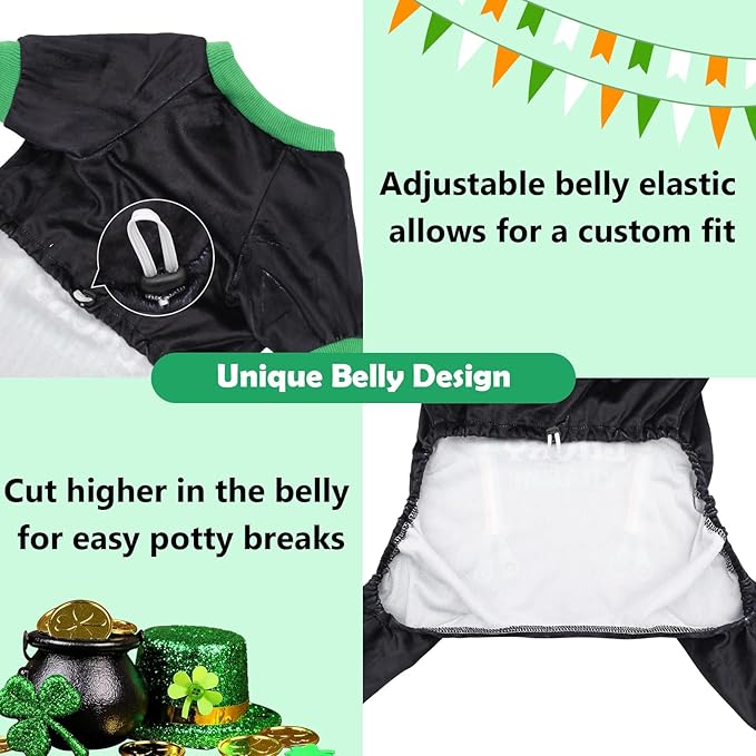 CuteBone Dog Pajamas St.Patrick's Day Puppy Onesies Small Dogs Soft Pjs Coat Cat Apparel Comfy Pet Clothes Outfit Doggie Bodysuit P327S