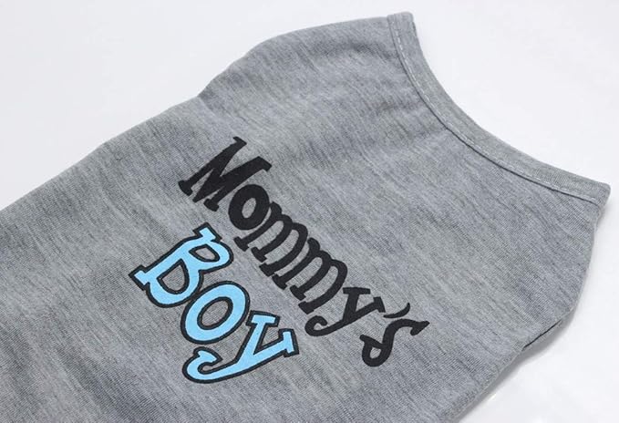 Oasis Plus Mommy's Boy Gray Pet T-Shirt Vest Outfits Clothes for X-Large Female Male Dog Cat Rabbit