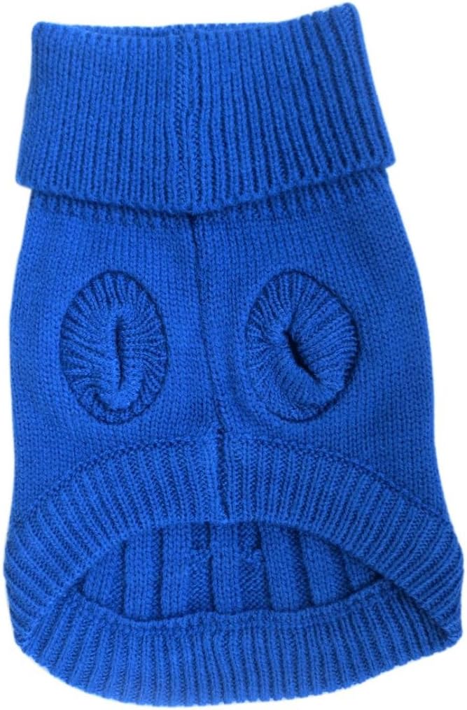 Tangpan Turtleneck Classic Straw-Rope Pro Pet Dog Sweater Apparel (Dark Blue,M)